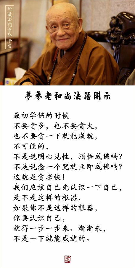 夢參老和尚：最初學佛的時候，不要貪多貪大念快