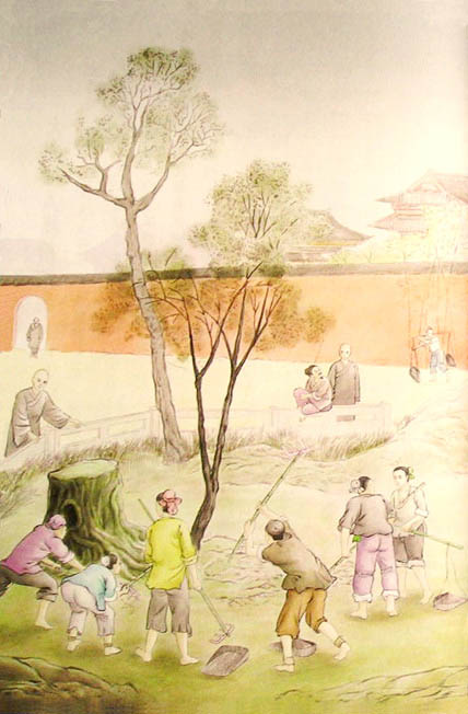 蓮池大師戒殺放生文圖說：天台智者大師鑿放生池