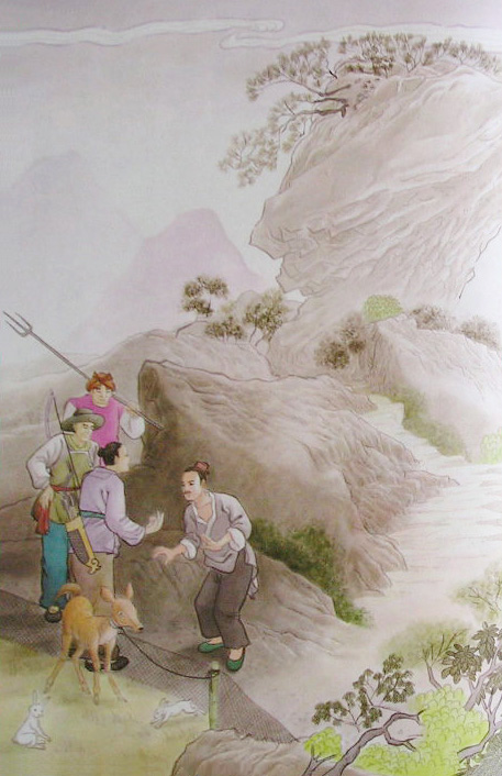 蓮池大師戒殺放生文圖說：六祖守網放兔