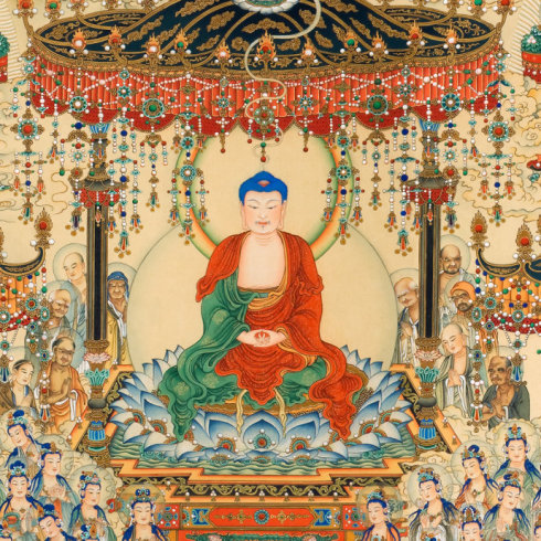 佛從西方來，我看見佛身如黃金色，喚我速去！