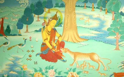 慈懷憫眾生，大勇太子捨身飼虎