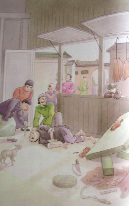 蓮池大師戒殺放生文圖說：牛刀斷舌