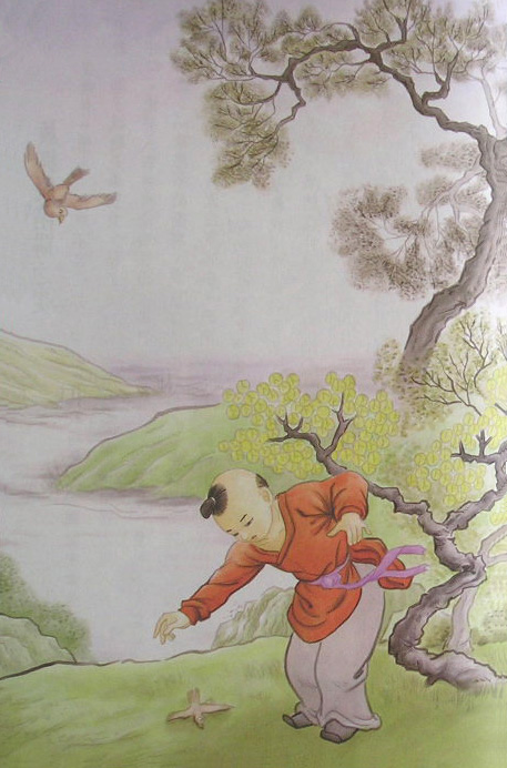 蓮池大師戒殺放生文圖說：救雀受銜環之報