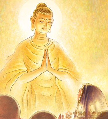 佛臨涅槃母子相見