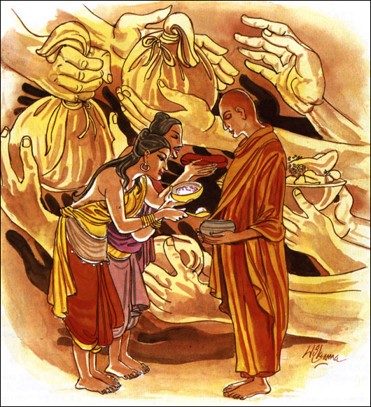 供養佛陀的發霉玉米團