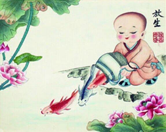 商人放生得善果，遇難萬條魚報恩